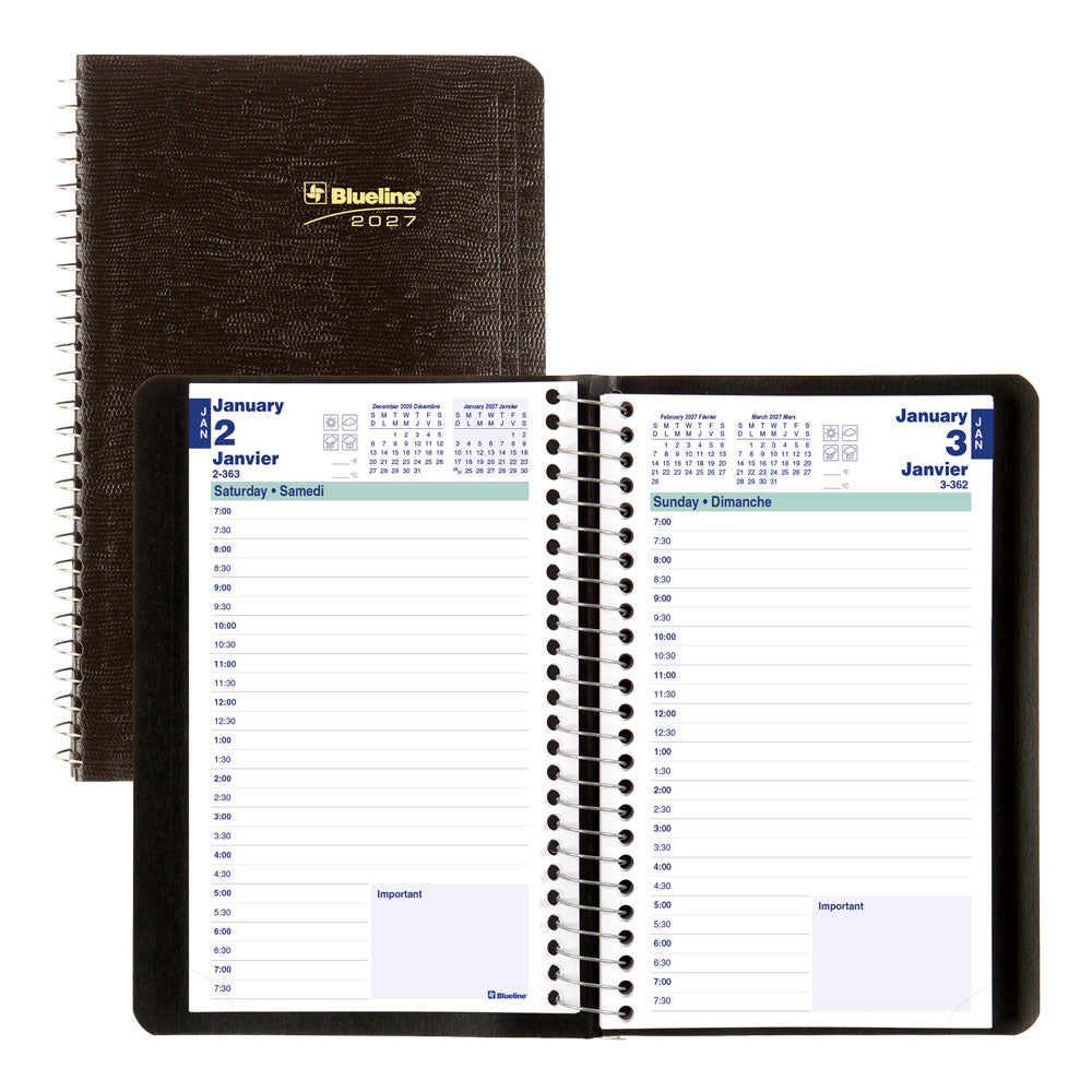 Essential Daily Appointment Book, 2027, Bilingual Black C1504.81BT-27 Blueline C1504.81BT #colour_black