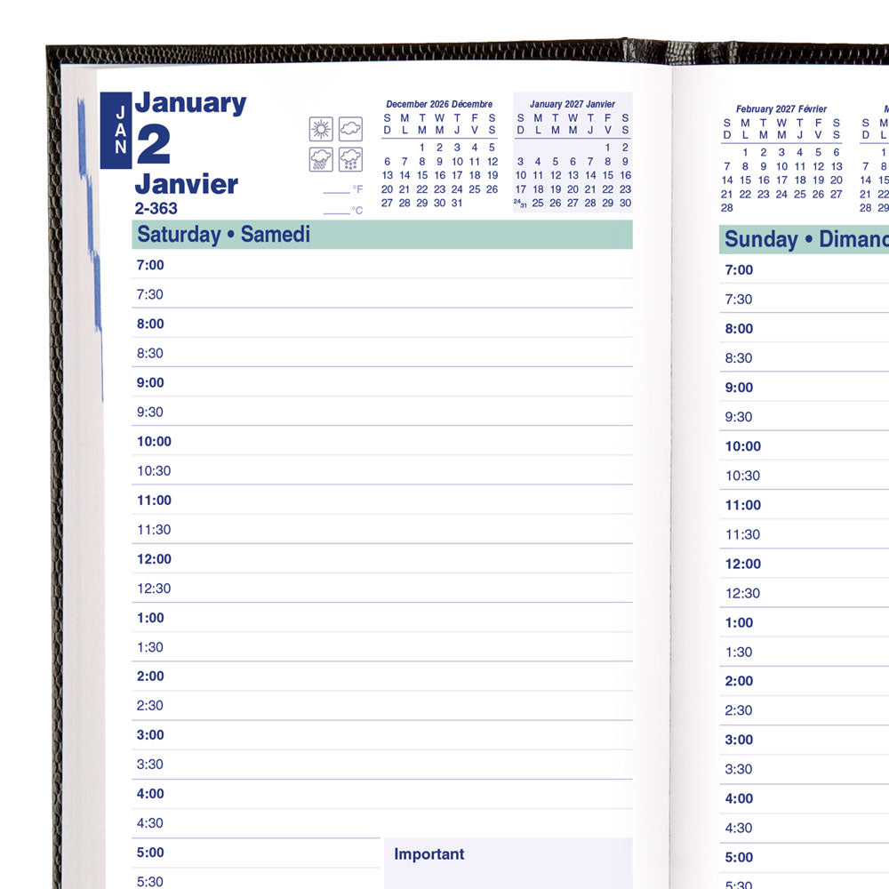 Traditional Daily Appointment Book, 2027, Bilingual Black C1504.81B-27 Blueline C1504.81B #colour_black