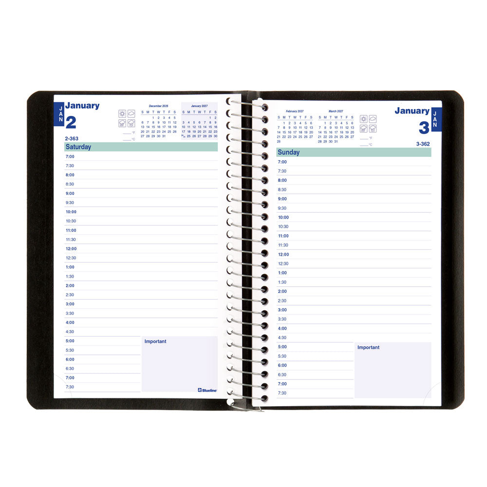 Essential Daily Appointment Book, 2027, English Black C1504.81T-27 Blueline C1504.81T #colour_black