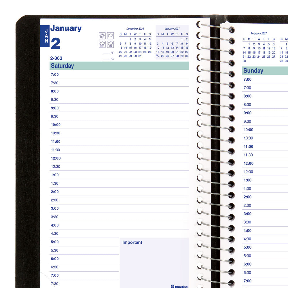 Essential Daily Appointment Book, 2027, English Black C1504.81T-27 Blueline C1504.81T #colour_black