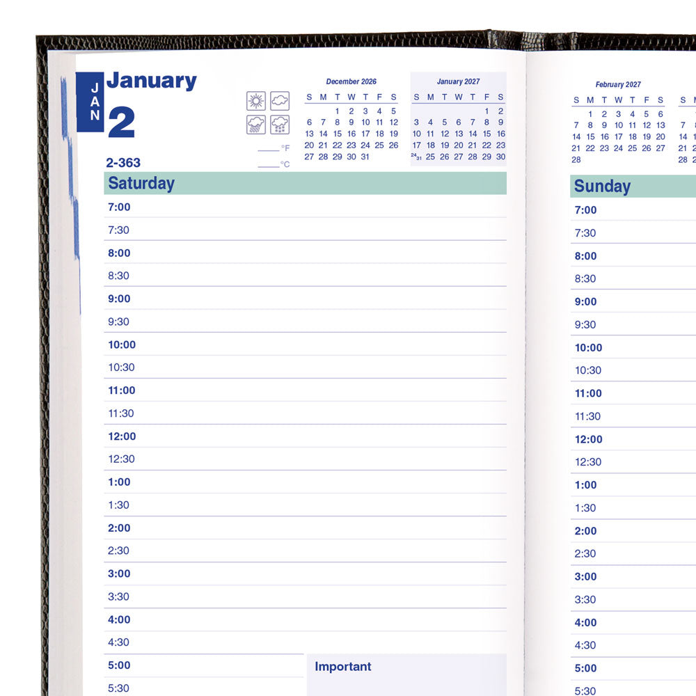 Traditional Daily Appointment Book, 2027, English, Black C1504.81-27 Blueline C1504.81