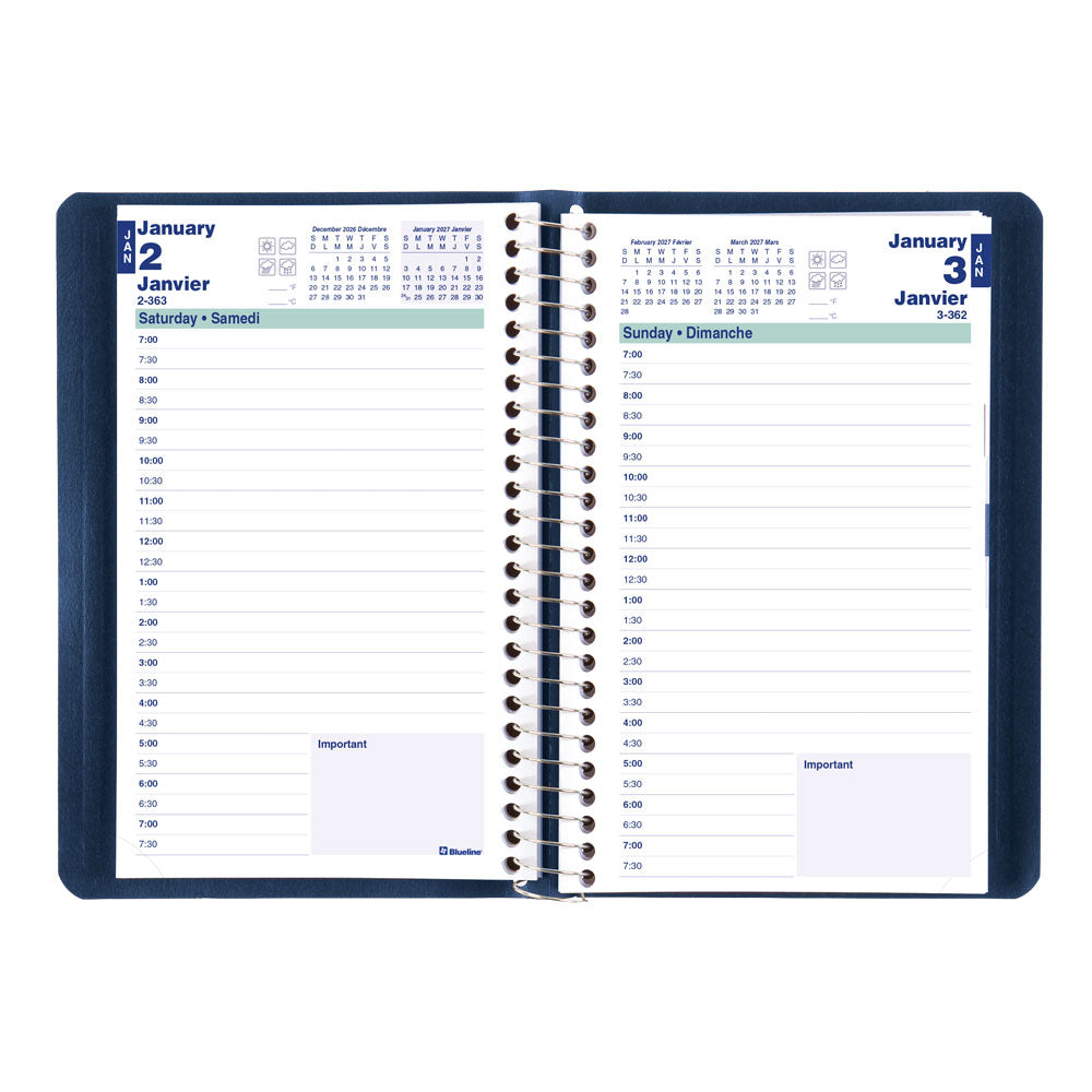 Essential Daily Appointment Book, 2027, Bilingual Blue C1504.82BT-27 Blueline C1504.82BT #colour_blue