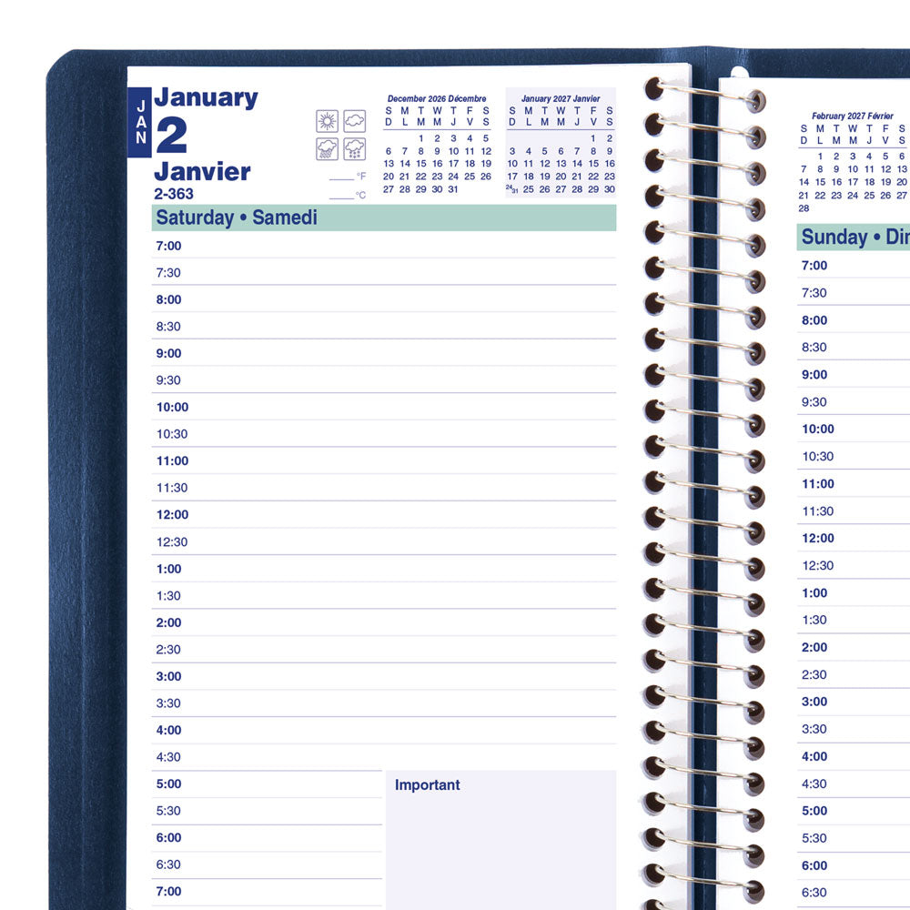 Essential Daily Appointment Book, 2027, Bilingual Blue C1504.82BT-27 Blueline C1504.82BT #colour_blue