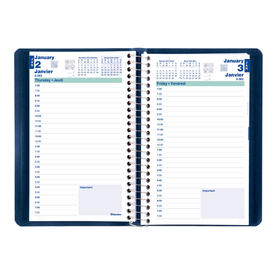 Essential Daily Planner 2025, Bilingual, C1504.82BT#colour_blue