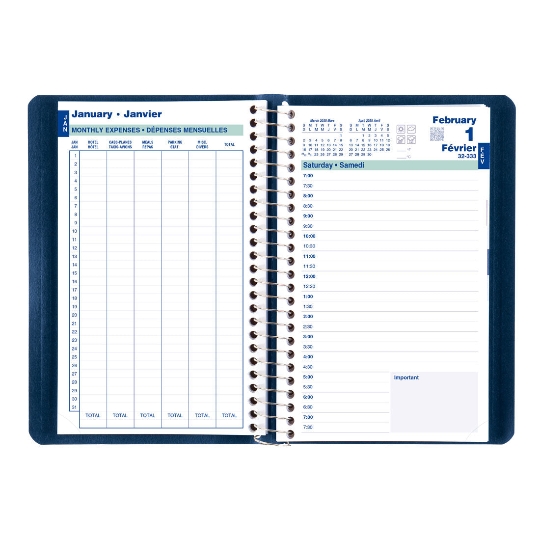 Essential Daily Planner 2025, Bilingual, C1504.82BT#colour_blue