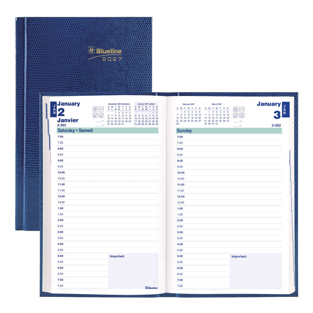 Traditional Daily Appointment Book, 2027, Bilingual Blue C1504.82B-27 Blueline C1504.82B #colour_blue