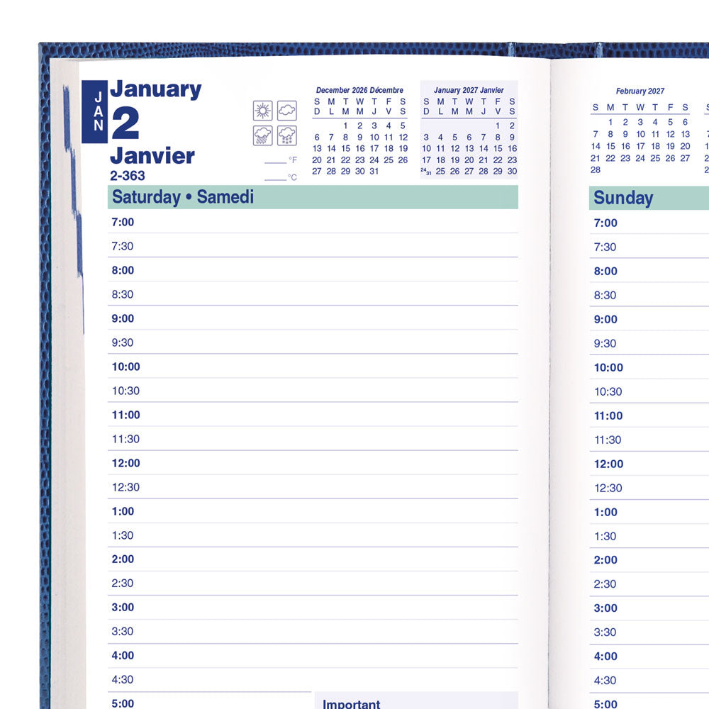 Traditional Daily Appointment Book, 2027, Bilingual Blue C1504.82B-27 Blueline C1504.82B #colour_blue