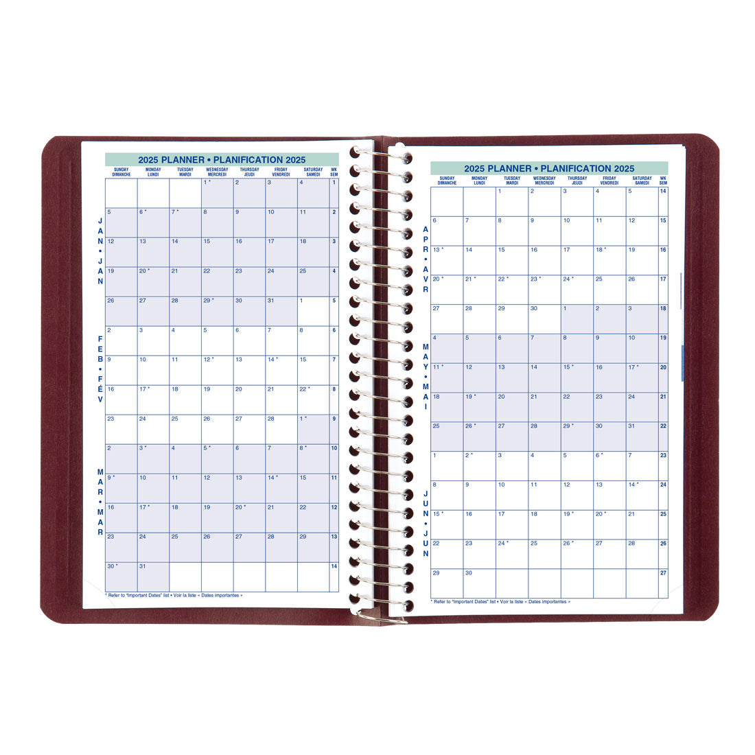 Essential Daily Planner 2025, Bilingual, C1504.83BT#colour_burgundy