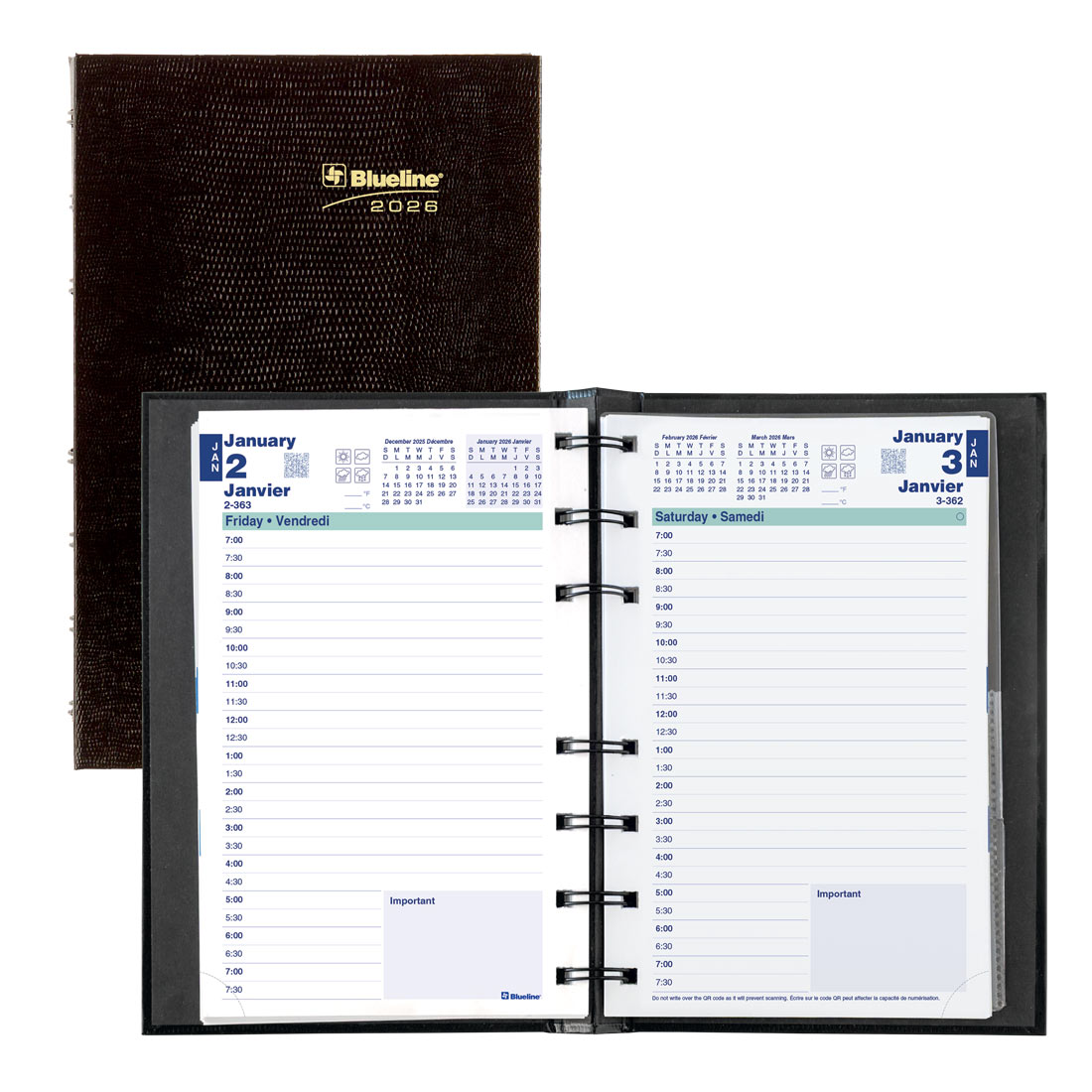 CoilPro™ Daily Planner 2026, Bilingual, Black (C1504C.81B-26 ...