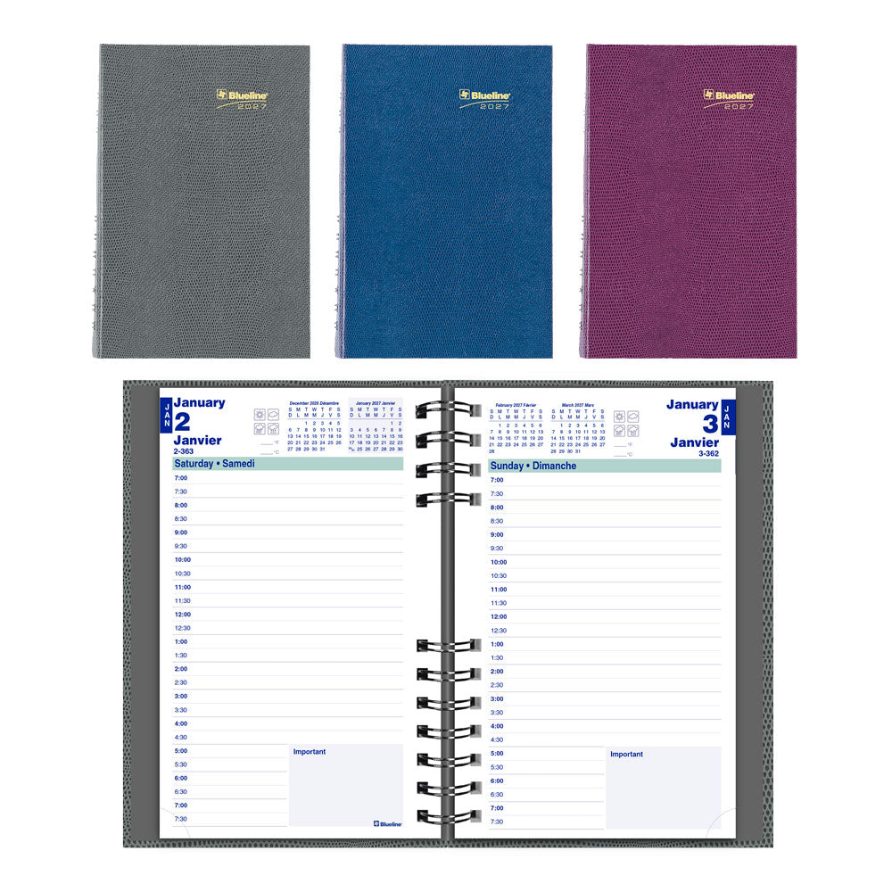 Blueline CoilPro™ Daily Appointment Book, 2027, Bilingual, Assorted C1504CB.OST-27 C1504CB.OST