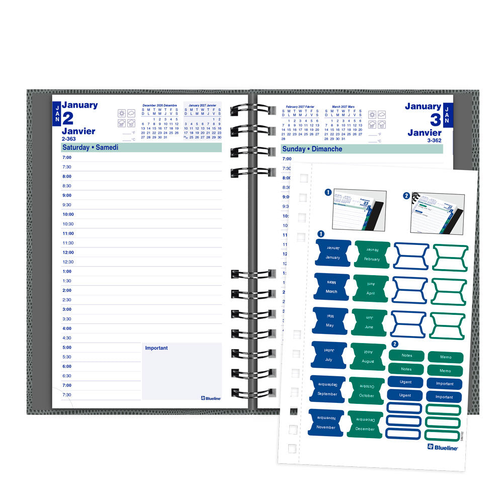 Blueline CoilPro™ Daily Appointment Book, 2027, Bilingual, Assorted C1504CB.OST-27 C1504CB.OST