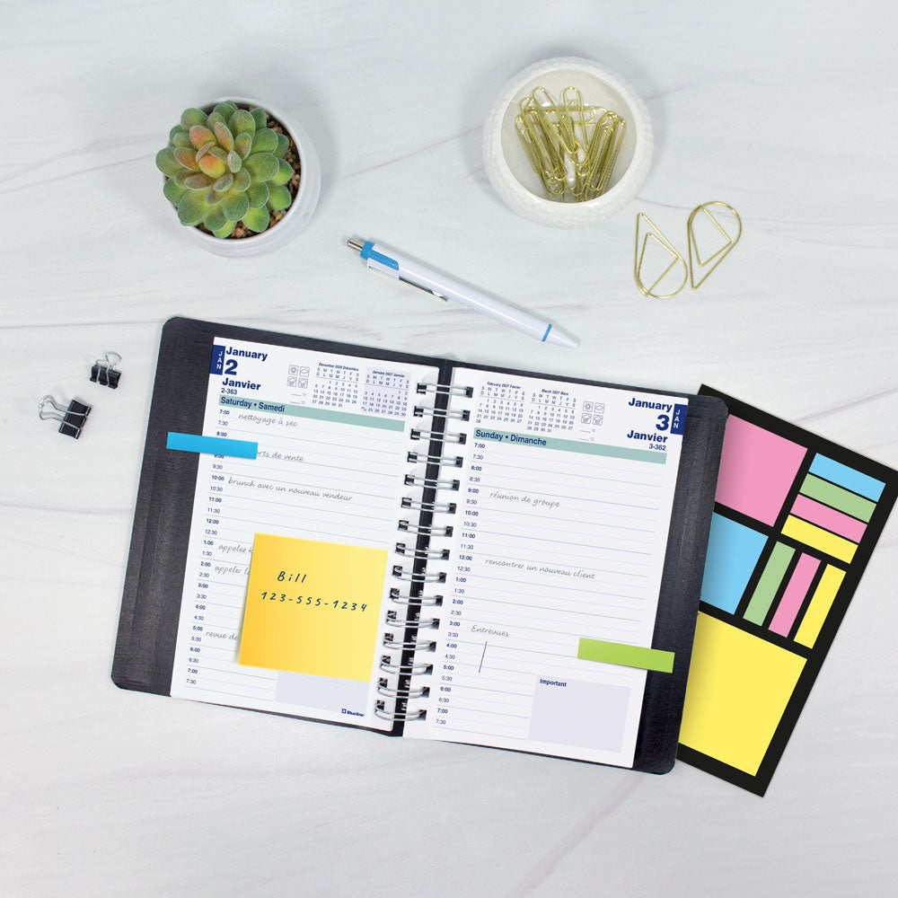 Blueline PlannerPlus™ Daily Appointment Book, 2027, Bilingual, Black C1504N.81BT-27 C1504N.81BT