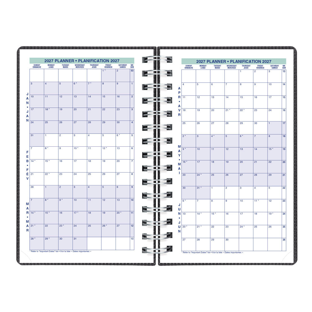 DuraFlex Daily Appointment Book, 2027, Bilingual, Black C1504V.81BT-27 Blueline C1504V.81BT