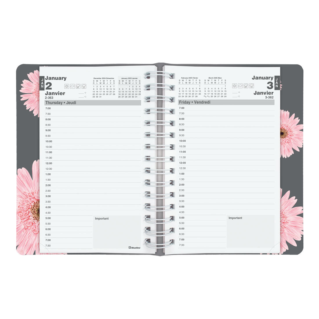 Essential Pink Ribbon Daily Planner 2025, Bilingual, Pink, C1504W.95BT