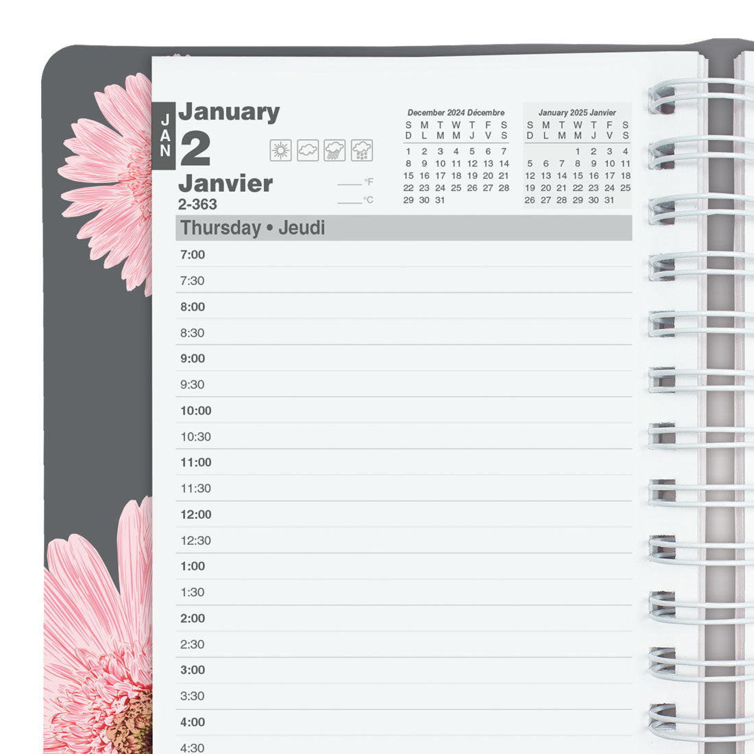 Essential Pink Ribbon Daily Planner 2025, Bilingual, Pink, C1504W.95BT