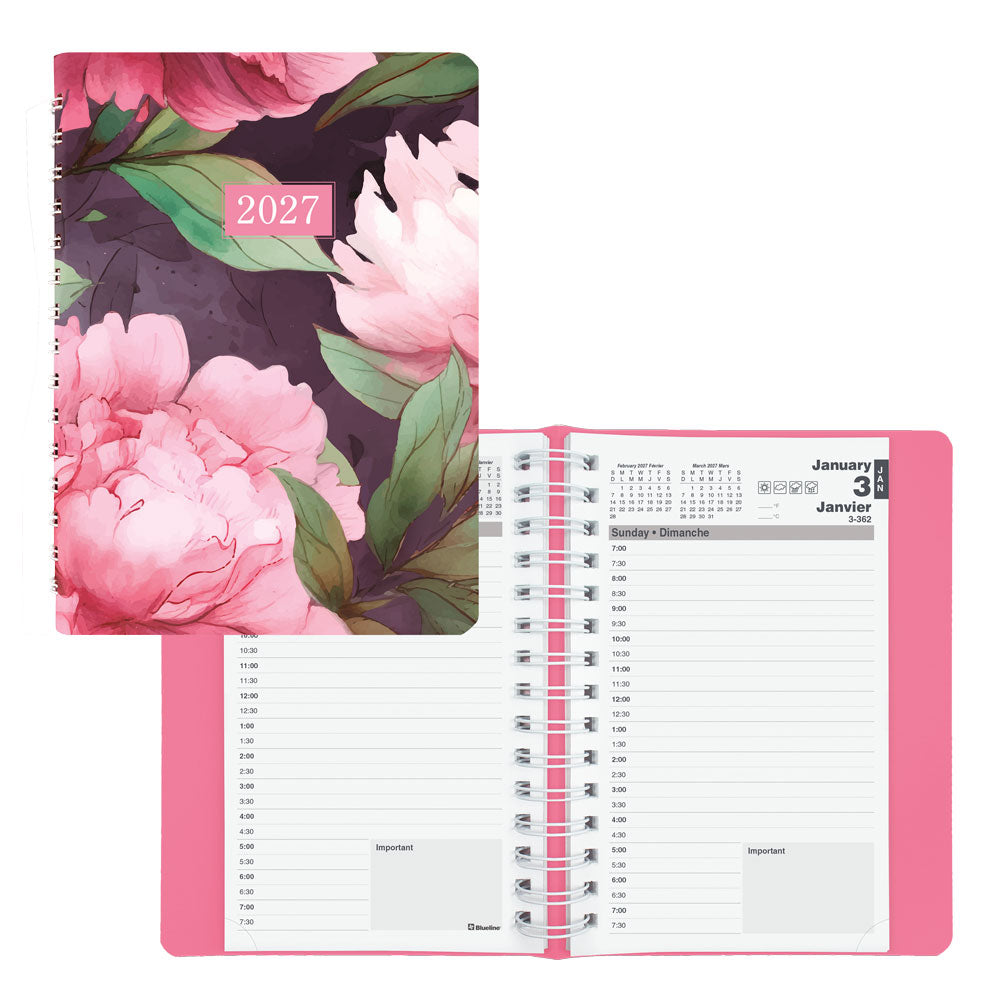 Pink Daily Appointment Book, 2027, Bilingual, Pink C1504W.95BT-27 C1504W.95BT