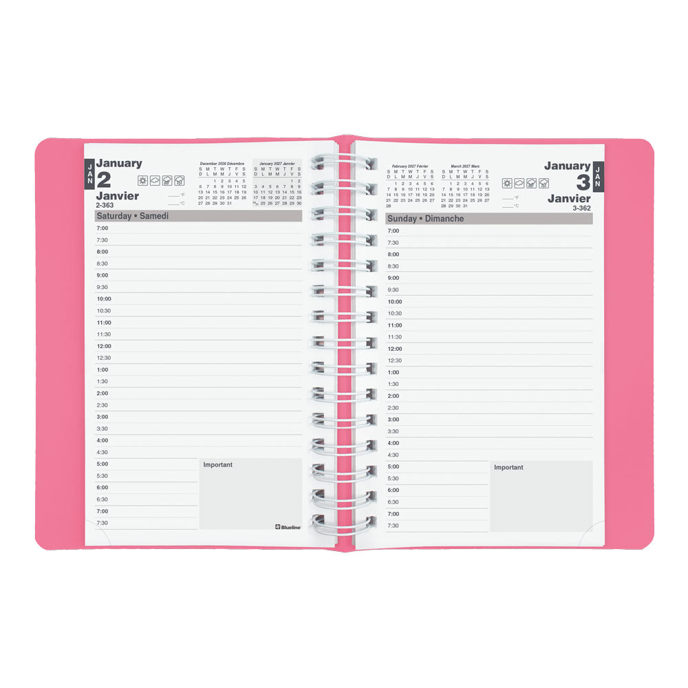 Pink Daily Appointment Book, 2027, Bilingual, Pink C1504W.95BT-27 C1504W.95BT