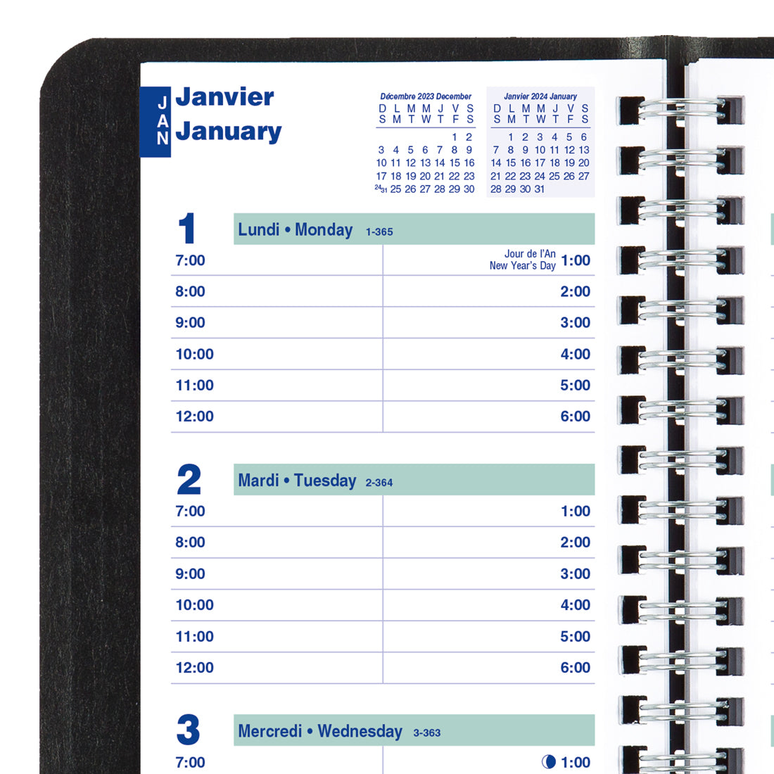 Essential Weekly Pocket Planner 2024, Bilingual, Black - C1506.81BTX