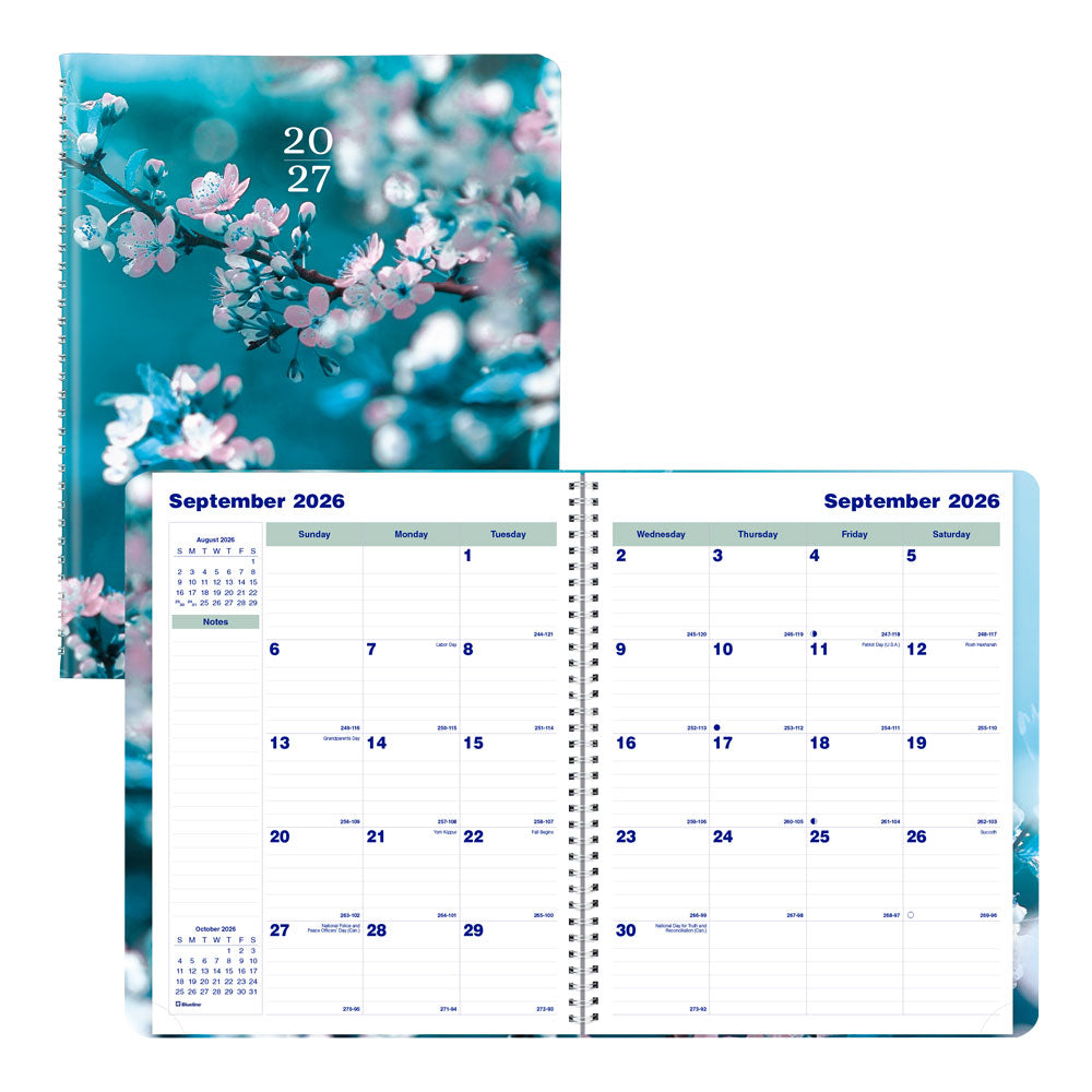 Nature Monthly Planner, 2027 - 16 Months, Bilingual Cherry Blossoms C1512G.03BT-27 Blueline C1512G.03BT #colour_cherry-blossoms