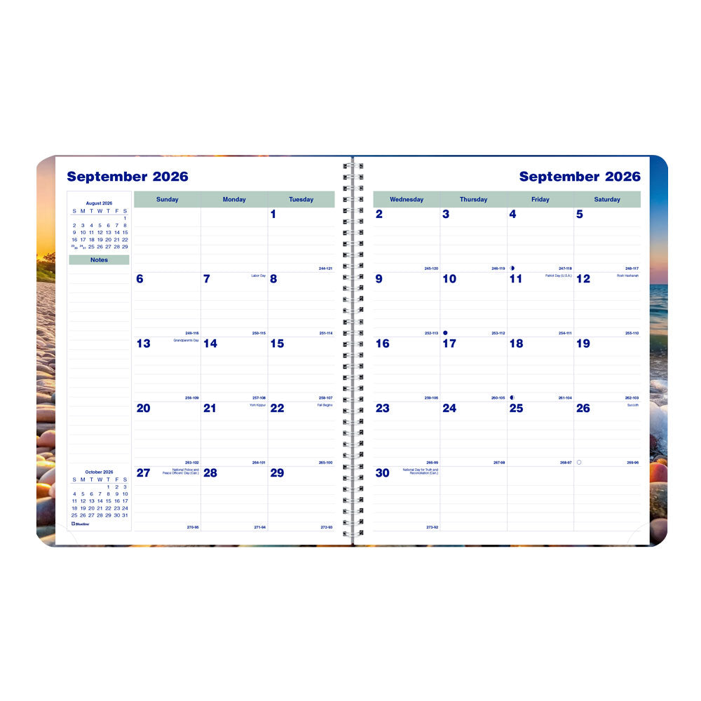 Nature Monthly Planner, 2027 - 16 Months, Bilingual Pebble Beach C1512G.04BT-27 Blueline C1512G.04BT #colour_pebble-beach