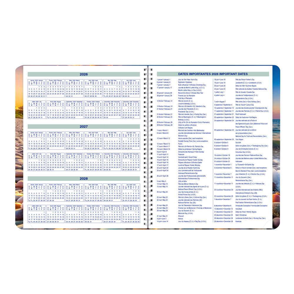 Nature Monthly Planner, 2027 - 16 Months, Bilingual Pebble Beach C1512G.04BT-27 Blueline C1512G.04BT #colour_pebble-beach