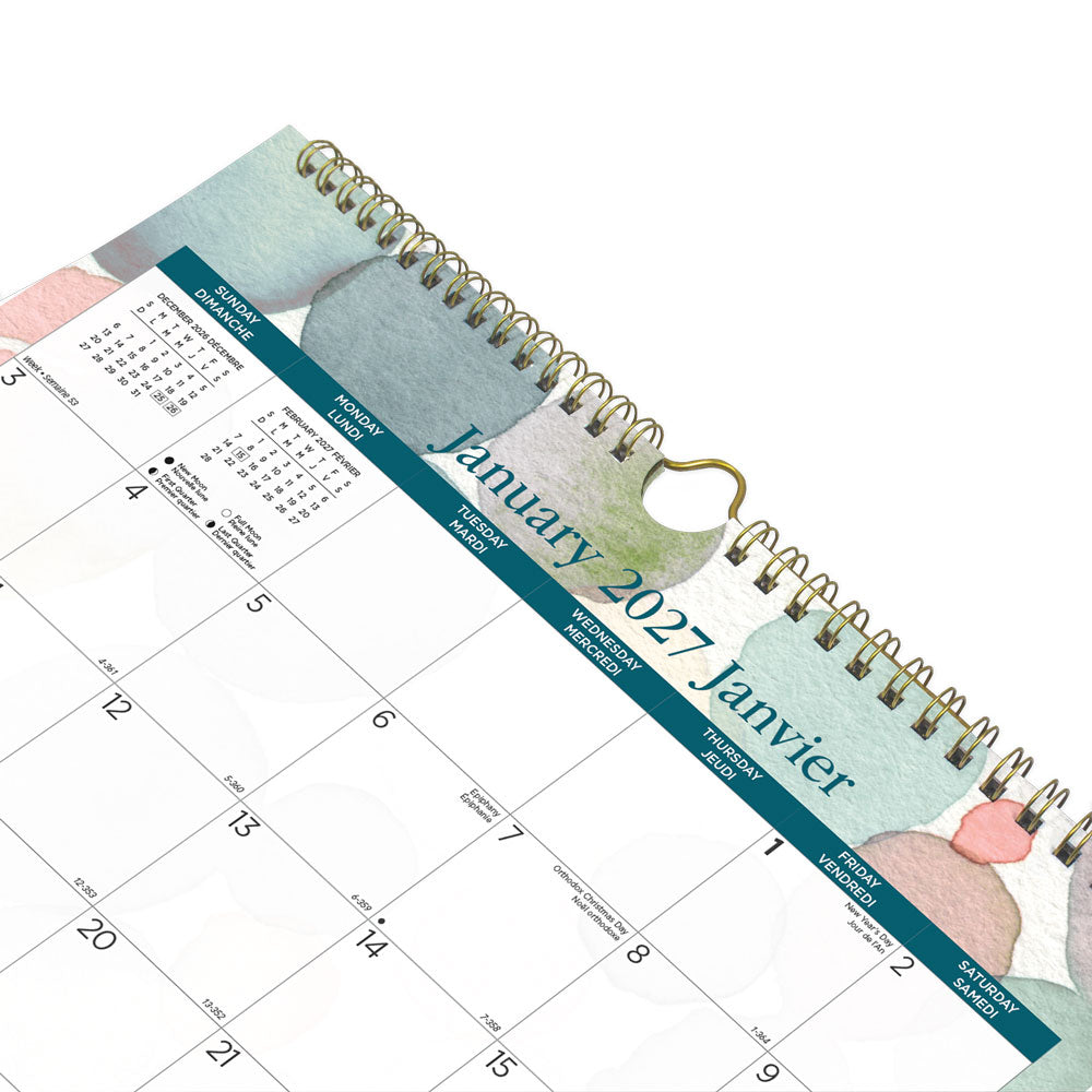 Blueline Monthly Wall Calendar, Splash, Bilingual, 2027 C171114B-27 C171114B