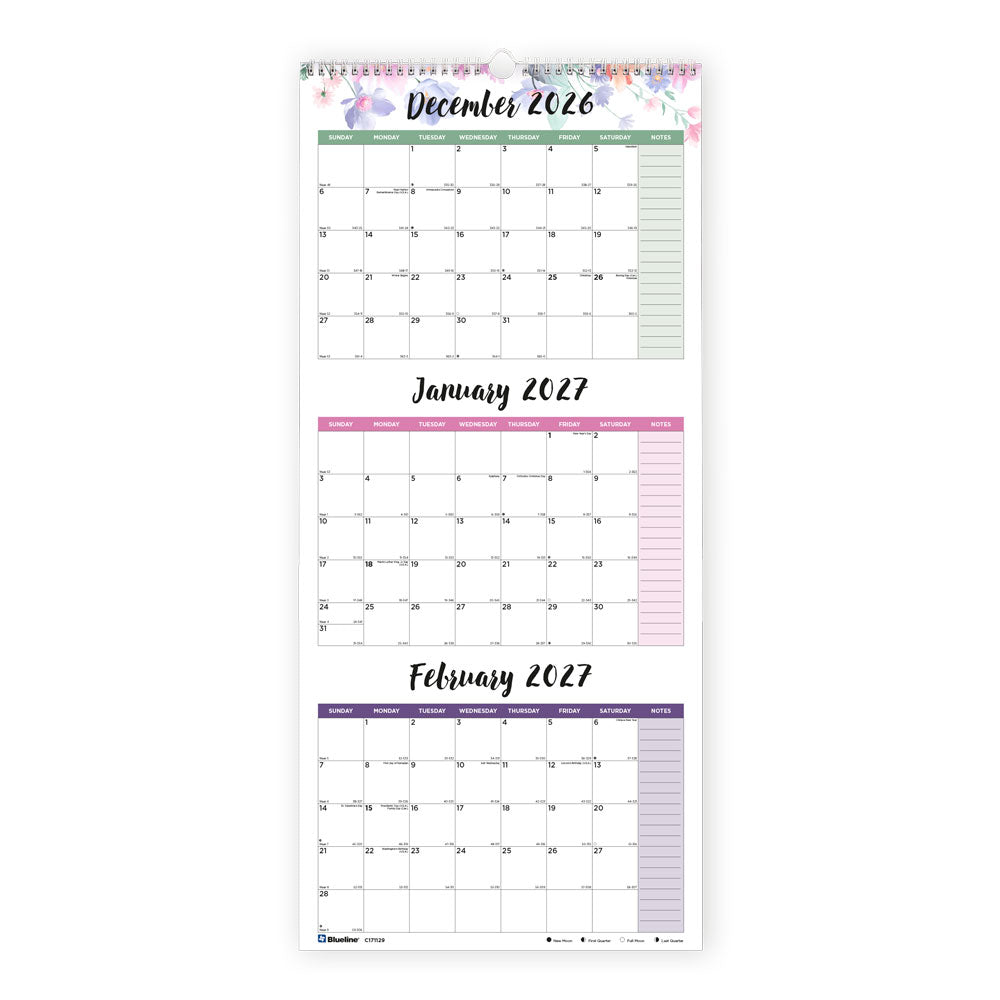 Monthly Wall Calendar, English, 2027 C171129-27 Blueline C171129