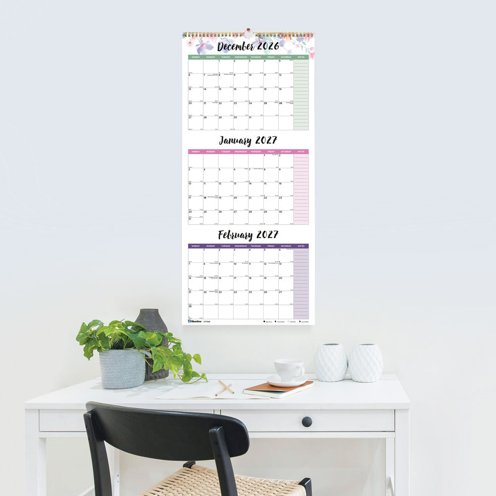 Monthly Wall Calendar, English, 2027 C171129-27 Blueline C171129