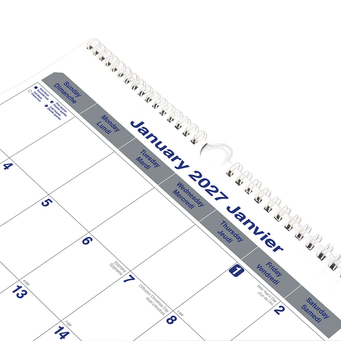 Monthly Wall Calendar, Net Zero Carbon™, Bilingual, 2027 C171303B-27 Blueline C171303B
