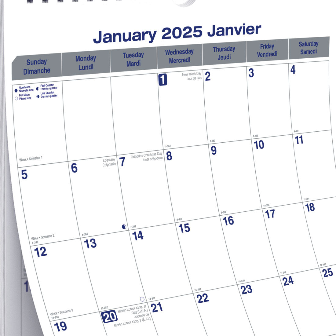 Net Zero Carbon™ Wall Calendar 2025, Bilingual, C171303B