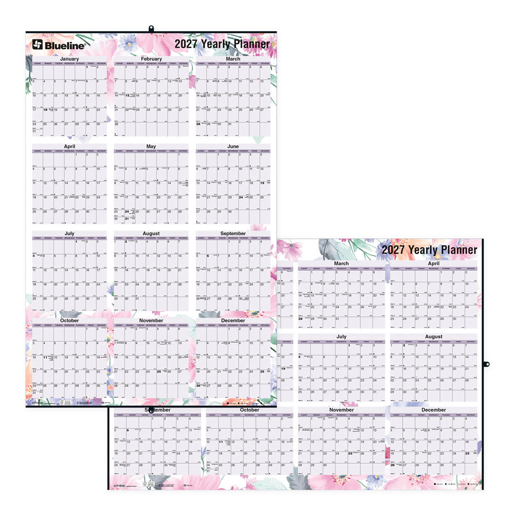 Yearly Wall Planner, Passion, English, 2027 C171920-27 Blueline C171920