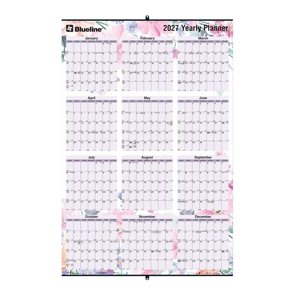 Yearly Wall Planner, Passion, English, 2027 C171920-27 Blueline C171920
