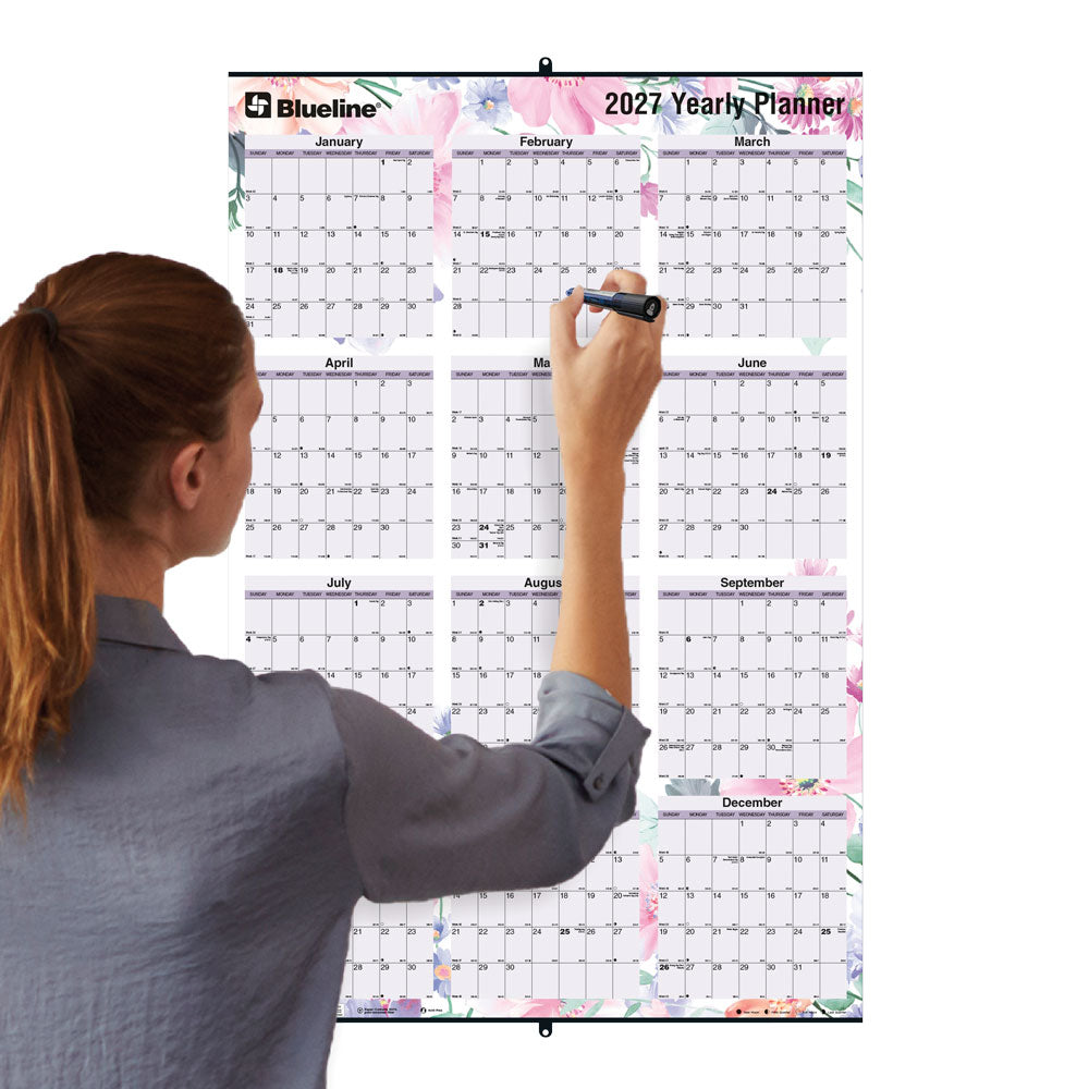 Yearly Wall Planner, Passion, English, 2027 C171920-27 Blueline C171920