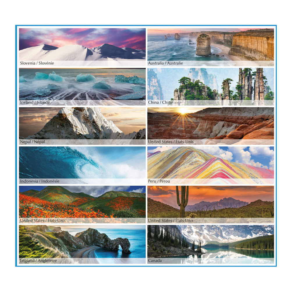 Monthly Wall Calendar, World Panoramas, Bilingual, 2027 C173104B-27 Blueline C173104B