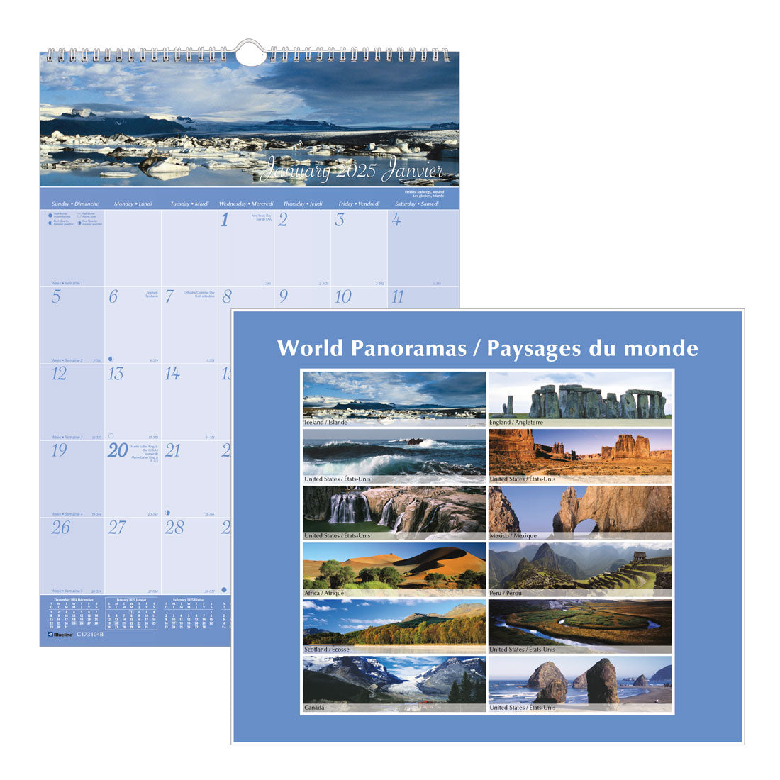 Imagine Collection Wall Calendar 2025, Bilingual, World panoramas, C173104B