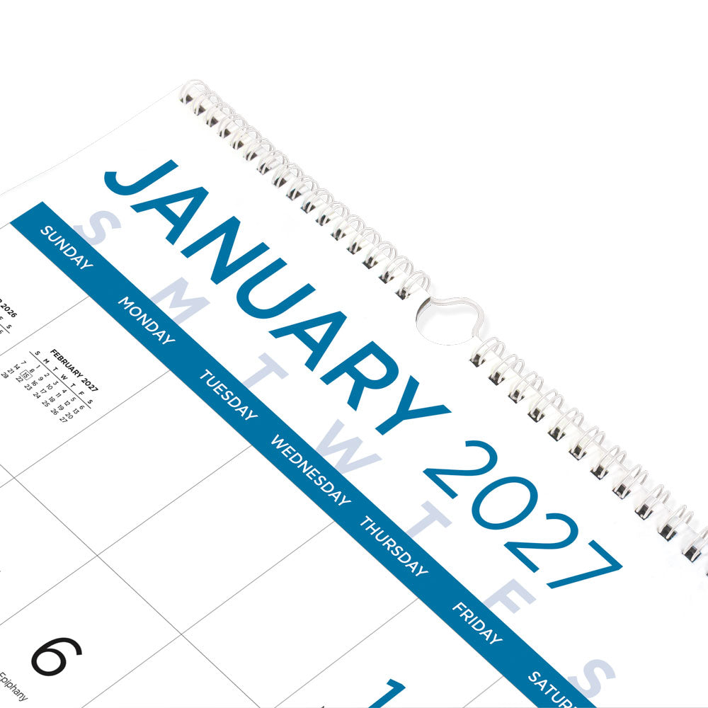 Monthly Wall Calendar, Large Print, 2027 C173106-27 Blueline C173106