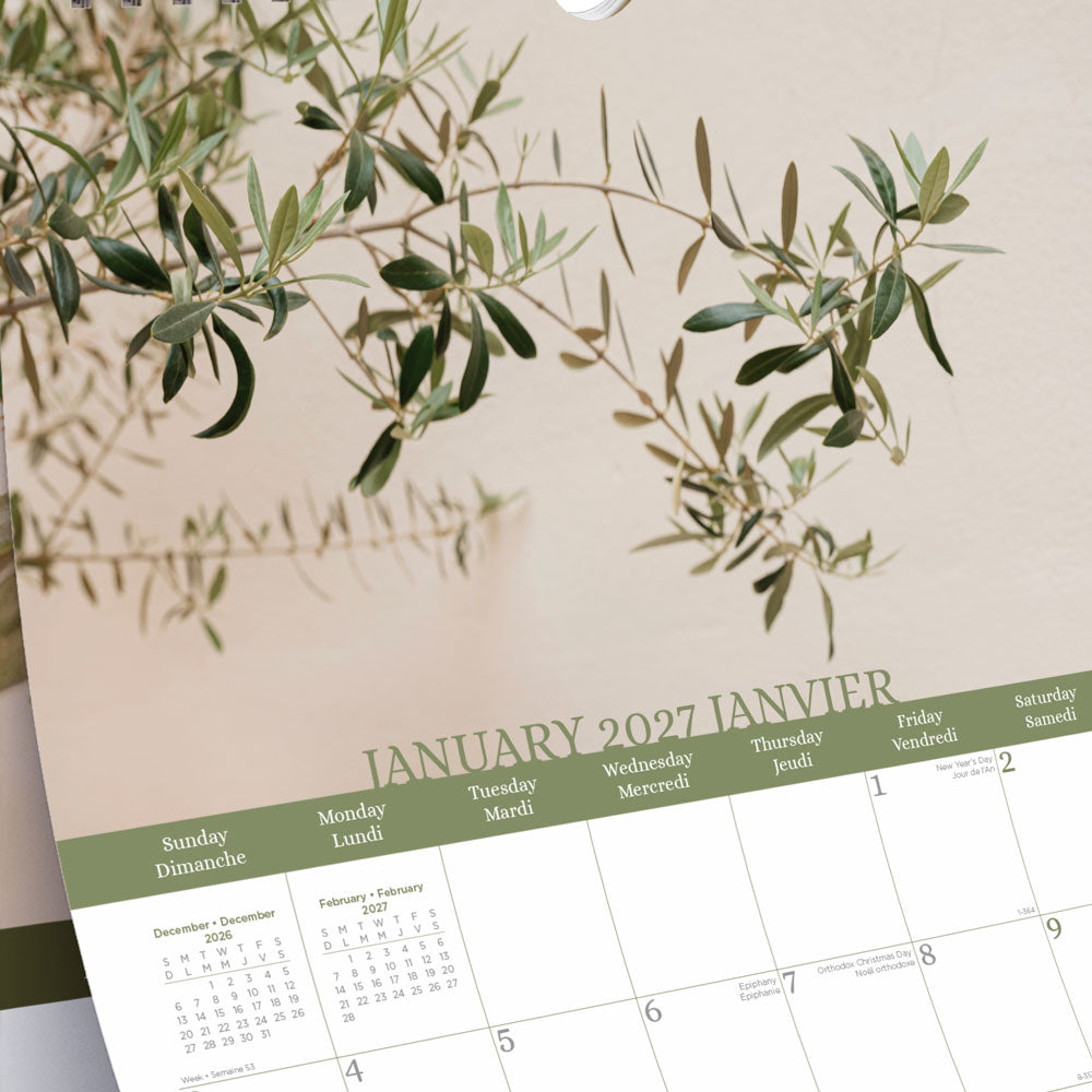Monthly Wall Calendar, Minimalist, Bilingual, 2027 C173121B-27 Blueline C173121B