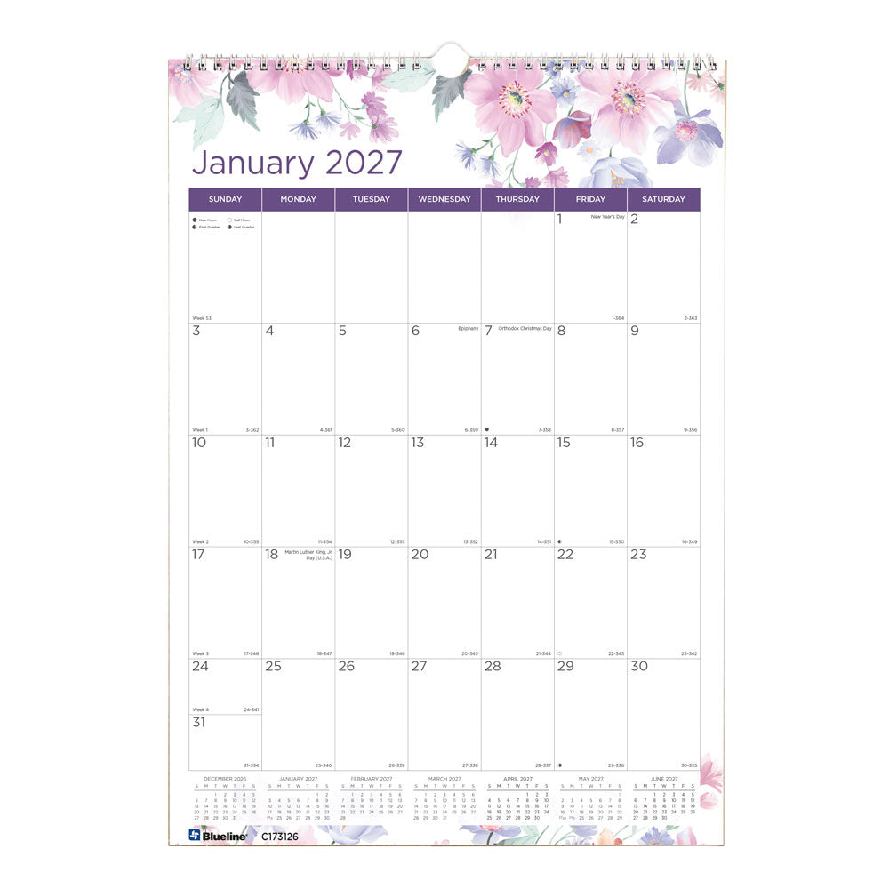 Monthly Wall Calendar, Passion, English, 2027 C173126-27 Blueline C173126