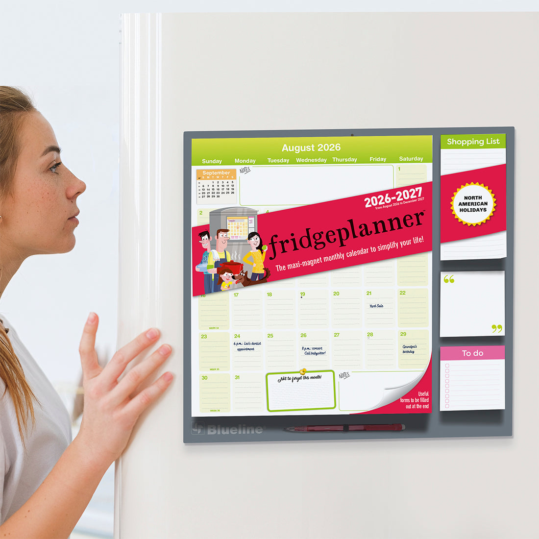 Fridgeplanner™ Maxi Magnet Calendar, 17 Months, 2026-2027, English C174110A-27 Blueline C174110A