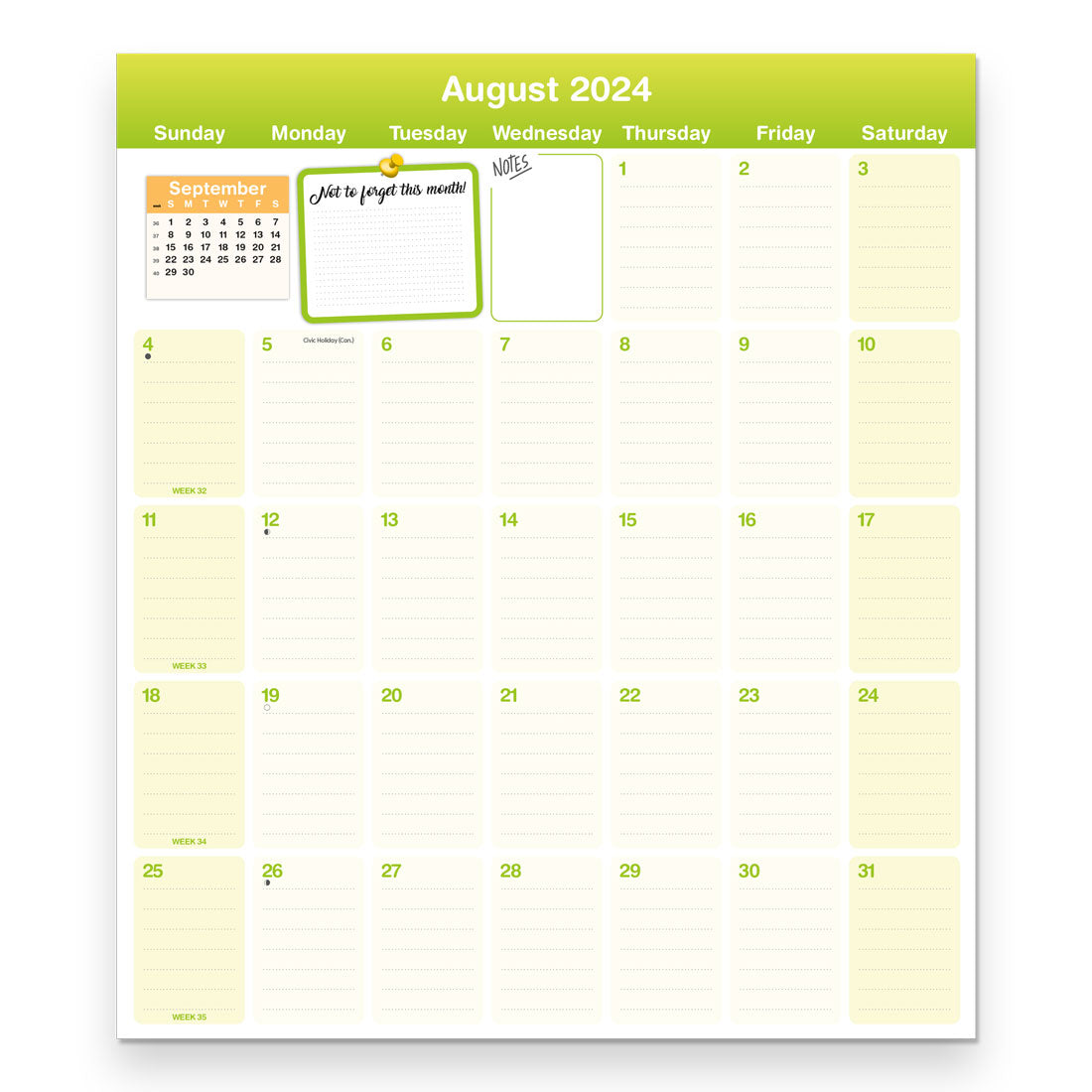 Fridgeplanner™ Monthly Magnet Calendar 2025 - English, C174110A