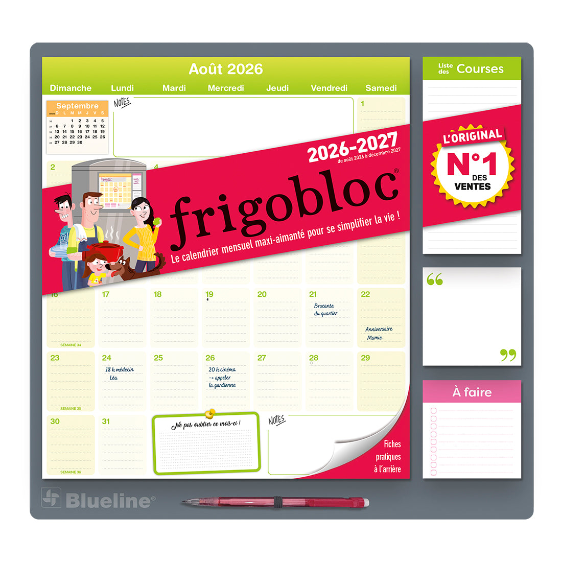 Fridgeplanner™ Maxi Magnet Calendar, 17 Months, 2026-2027, French C174110FA-27 Blueline C174110FA