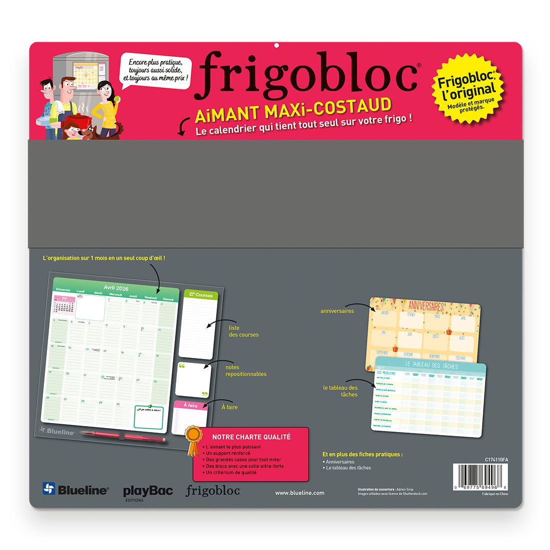 Fridgeplanner™ Maxi Magnet Calendar, 17 Months, 2026-2027, French C174110FA-27 Blueline C174110FA