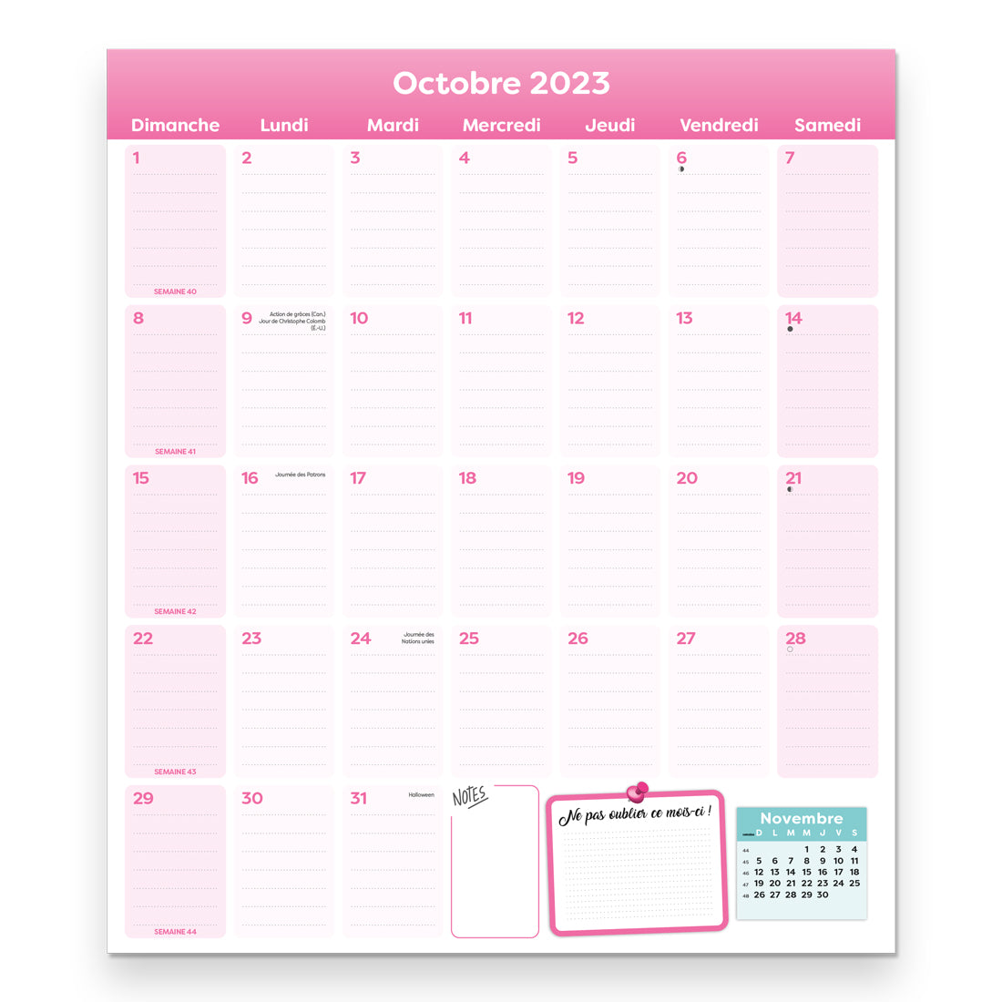 Monthly Magnet Calendar 2024 - French