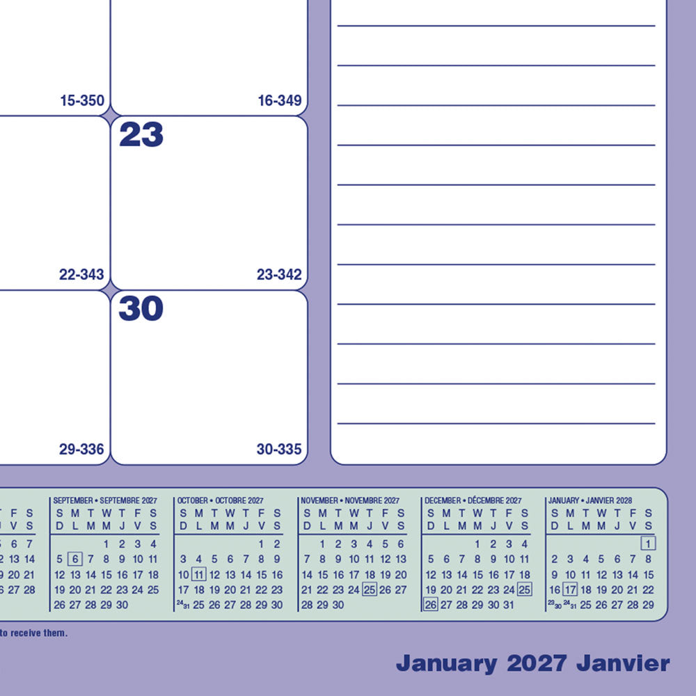 Monthly Wall Calendar, Bilingual, 2027 C177186-27 Blueline C177186