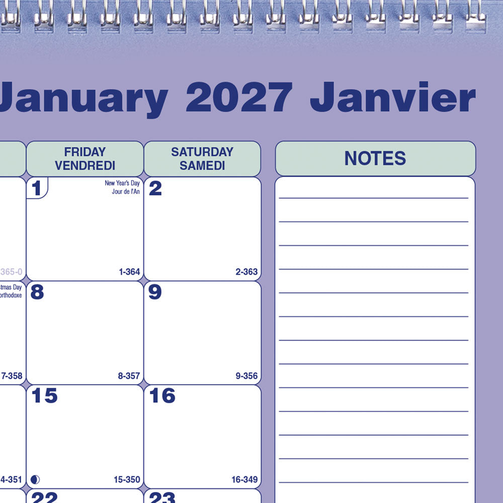 Monthly Wall Calendar, Bilingual, 2027 C177186-27 Blueline C177186