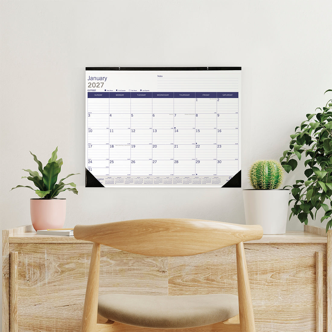 Monthly Desk Pad Calendar, DuraGlobe™, English, 2027 C177227-27 Blueline C177227