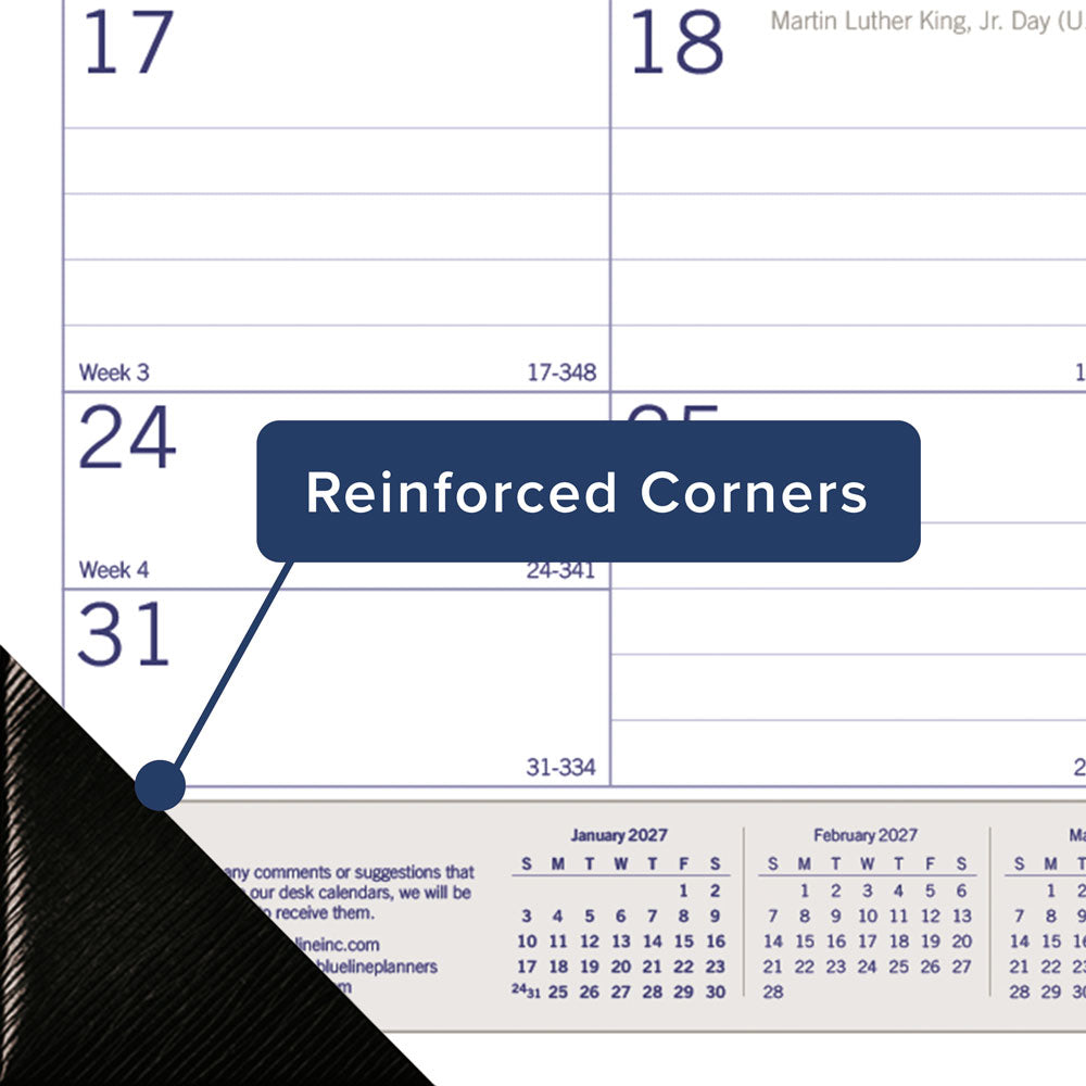 Monthly Desk Pad Calendar, DuraGlobe™, English, 2027 C177227-27 Blueline C177227