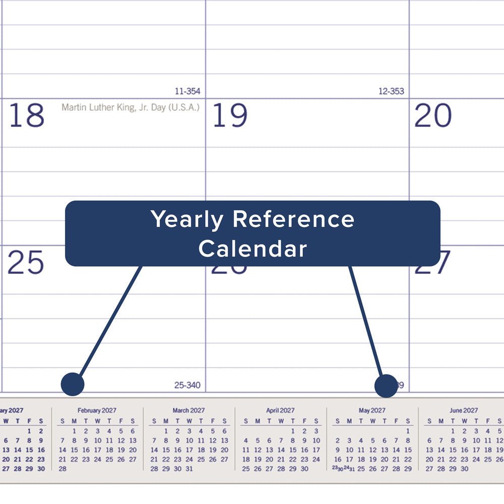 Monthly Desk Pad Calendar, DuraGlobe™, English, 2027 C177227-27 Blueline C177227