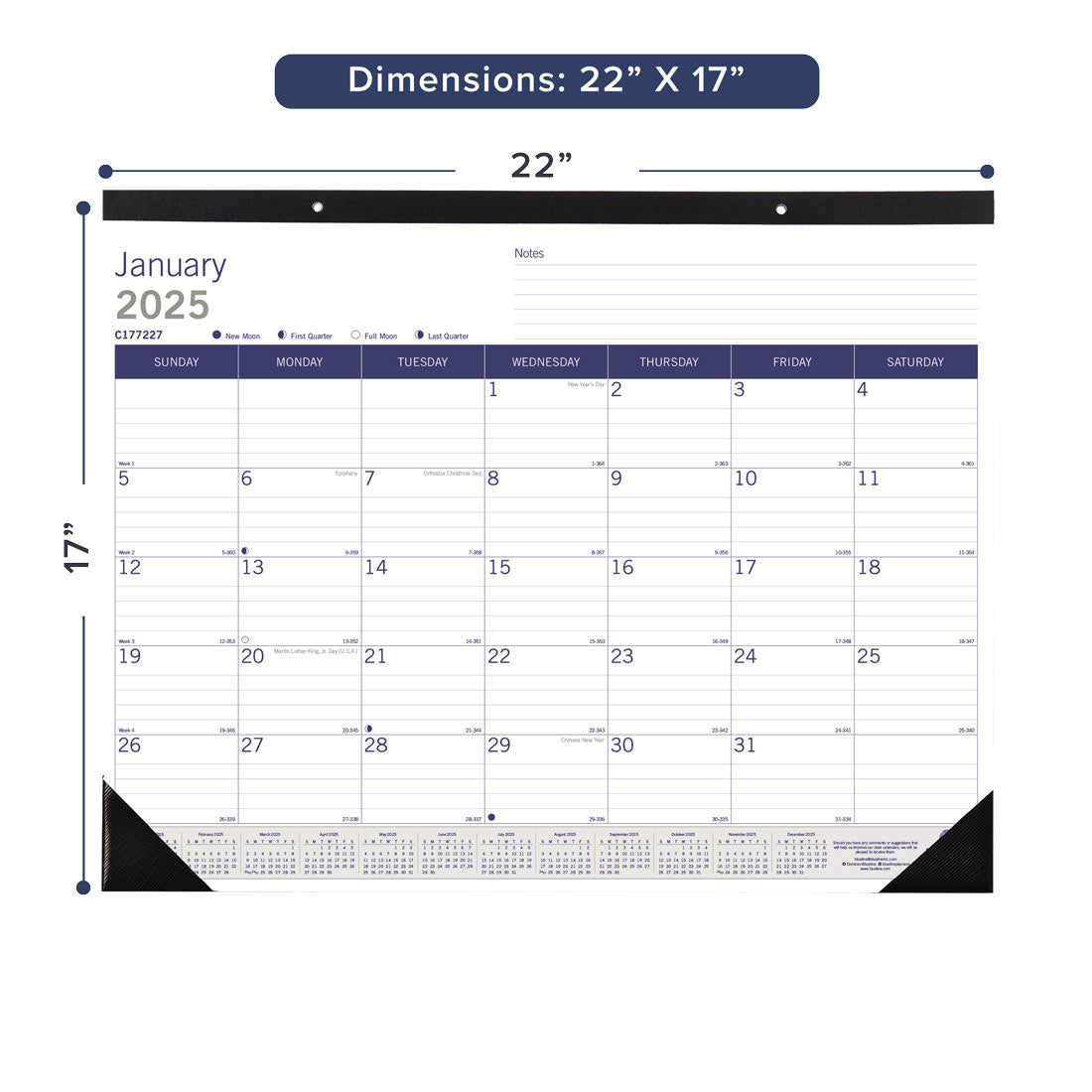 DuraGlobe™ Monthly Desk Pad 2025, English, C177227