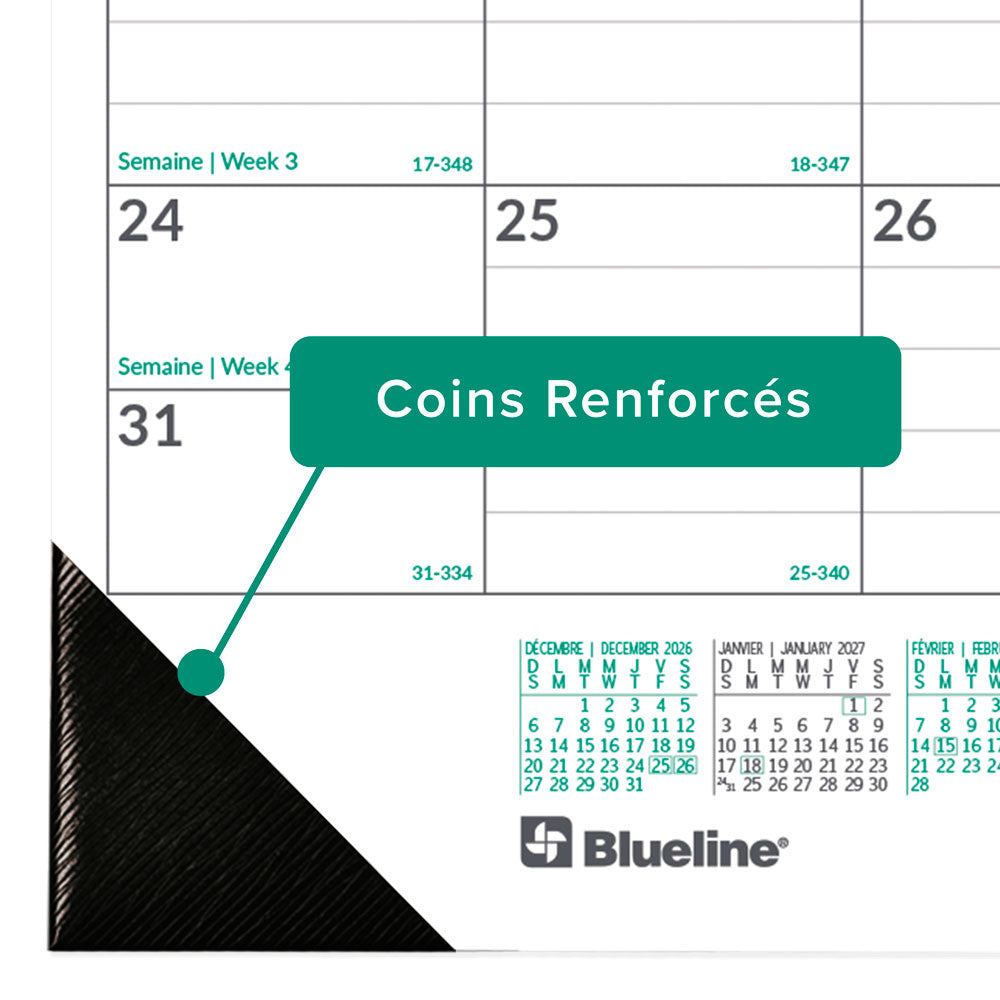 Monthly Desk Pad Calendar, EcoLogix®, Bilingual, 2027 C177437B-27 Blueline C177437B